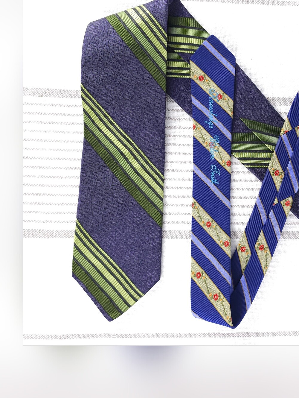 ROBERT GRAHAM Tie Silk Blue Green Diagonal Striped Repp Tie Summer Formal